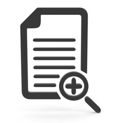 Document search icon magnifying glass over a sheet of paper