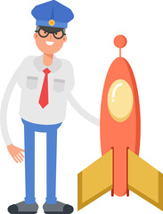 Obraz premium Postman Character and Rocket 