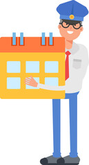 Postman Character Holding Calendar
