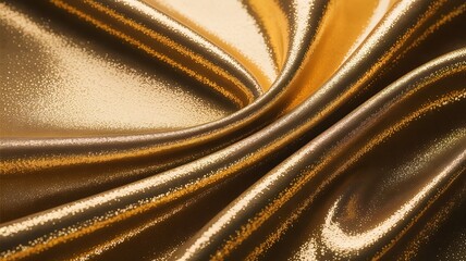 Luxurious Shiny Golden Fabric Folds With Glitter Effect And Rich Texture, ai-generated