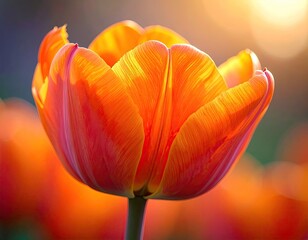 Orange Tulip in Warm Sunlight