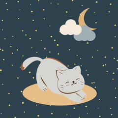 Cute Sleeping Cat Vector Illustration