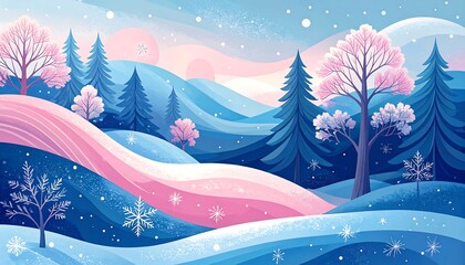Winter landscape with pastel colors