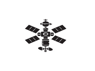 Space technology silhouette icon vector illustration solid black symbol for satellite