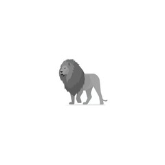 Obraz premium A gray pixelated lion standing isolated on white