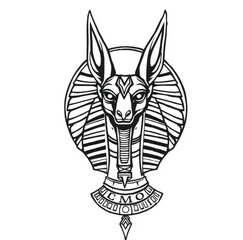 Anubis Artwork: A detailed, stylized illustration of Anubis, the ancient Egyptian deity of the afterlife, exuding mystique and cultural significance.