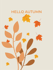 Autumn Greeting with Falling Maple Leaves