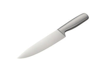 Obraz premium Chef knife with steel blade on transparent background