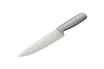 Chef knife with steel blade on transparent background