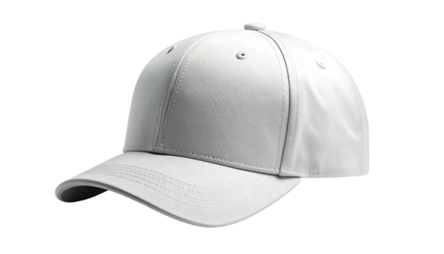 White Baseball Cap Isolated on White Background.