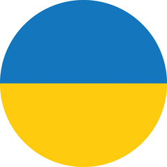 circular ukraine national flag icon with blue and yellow horizontal stripes