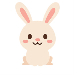Obraz premium Adorable Easter Bunny Illustration with Pink Cheeks and Long Ears for Holiday Clipart