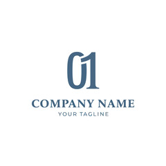 Modern 01 Logo Design with Company Name and Tagline on a Clean White Background - Professional Corporate Branding Identity Concept, Flat Vector Elements, Vector Illustration, Simple Vector, Stylized
