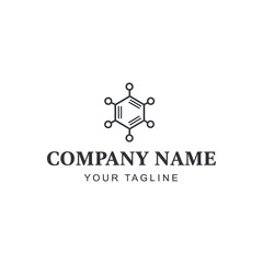Minimalist Corporate Logo Template with Abstract Molecular Structure Icon and Placeholder Text on White Background, Flat Vector Elements, Vector Illustration, Simple Vector, Stylized Vector Drawing,