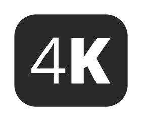 4k icon on black background signifying ultra high definition technology.