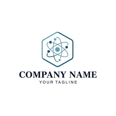 Modern Scientific Company Logo with Hexagonal Atom Icon and Corporate Text on White Background, Flat Vector Elements, Vector Illustration, Simple Vector, Stylized Vector Drawing, Vector Template,