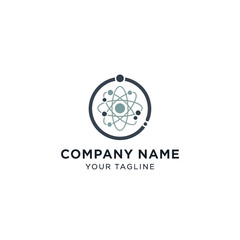 Modern Abstract Atom Science Technology Company Logo Design with Circular Element and Placeholder Text on White Background, Flat Vector Elements, Vector Illustration, Simple Vector, Stylized Vector