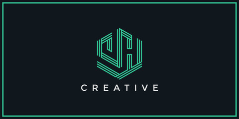 JH or UH Hexagon Logo Design	
