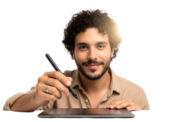 Digital Artist Drawing on Tablet with Stylus Pen Young Creative Designer Modern Technology Graphic Design Artist Creative Professional