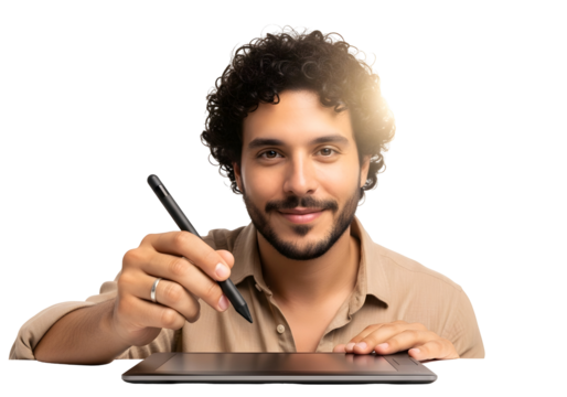 Digital Artist Drawing on Tablet with Stylus Pen Young Creative Designer Modern Technology Graphic Design Artist Creative Professional