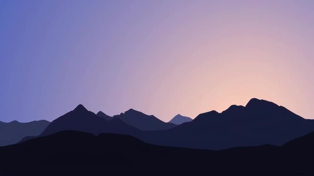 Silhouetted mountain range at dawn/dusk
