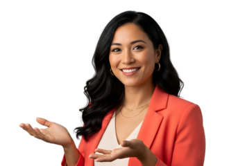 Confident Businesswoman Presenting Smiling Corporate Professional Presentation Leadership Success Management Opportunity Portrait