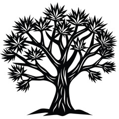 Obraz premium Abstract desert tree silhouette with minimalist black and white design elements