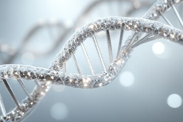 Silver Glittering Dna Double Helix