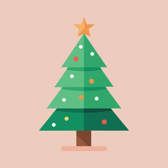 Minimalist christmas pine tree illustration with festive colors and classic fonts