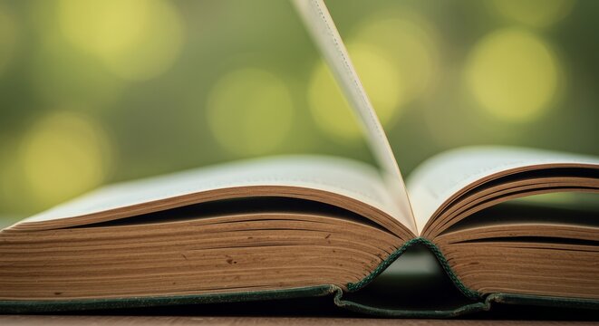 open book on green background