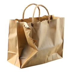 Torn Shopping Bag Isolated on Transparent Background