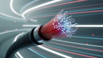 High Speed Fiber Optic Cable Illustrating Future Internet and Data Transmission Concepts, ai-generated