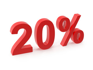 20 off red 3d number with percentage symbol