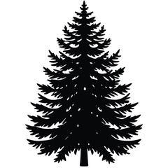 Black and white silhouette of a spruce tree perfect for winter and nature designs