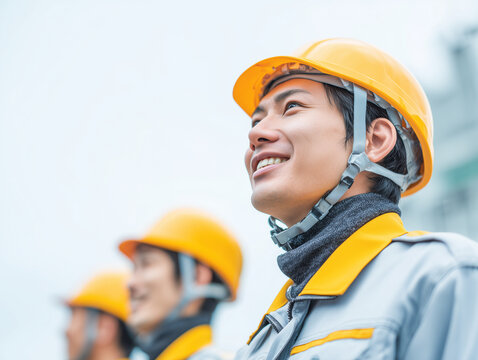 インフラを支える日本人労働者の誇りある表情（建設 エネルギー 人物）