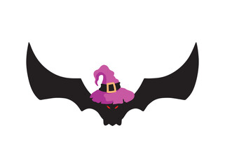 Bat and Witch Hat Illustration

