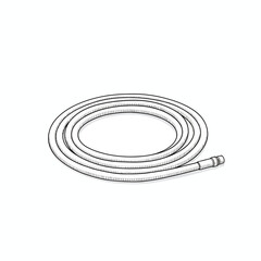 Hand-drawn technical illustration of a coiled audio cable with a jack plug. Isolated vector line art of a wire for sound connection