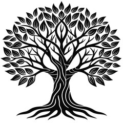 Abstract outline of a ficus tree with clean lines and a minimalist aesthetic suitable for graphic design projects