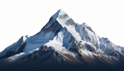 majestic snow capped mountain peak rising with rugged slopes against a transparent isolated background generative ai