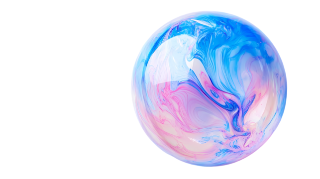 pink and blue crystal ball on white background