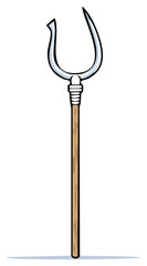 Cartoon illustration of an antique trident a weapon on a light surface