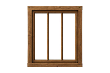 Wooden window frame isolated with transparent background