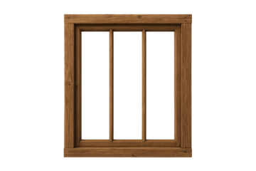 Wooden window frame isolated with transparent background