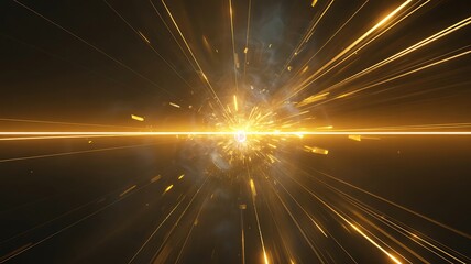 Brilliant Golden Streaks of Light Exploding Outward From a Central Bright Point Source, ai-generated