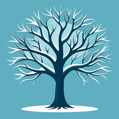 Obraz premium Stylized winter tree silhouette with bare branches and minimalist design