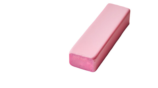 Solid pink eraser Isolated transparent on white background