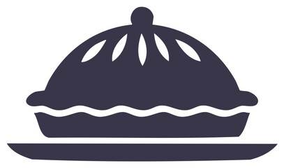 Stylized fruit pie on a serving platter, featuring a lattice crust design and smooth dome, symbol of celebration and baking