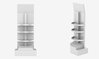 Super Market Display Stand Isolated On White Background. 3d illustration