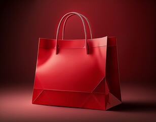 realistic empty red paper shopping bags