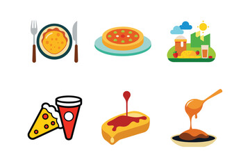 Vibrant fast food and drink illustrations set